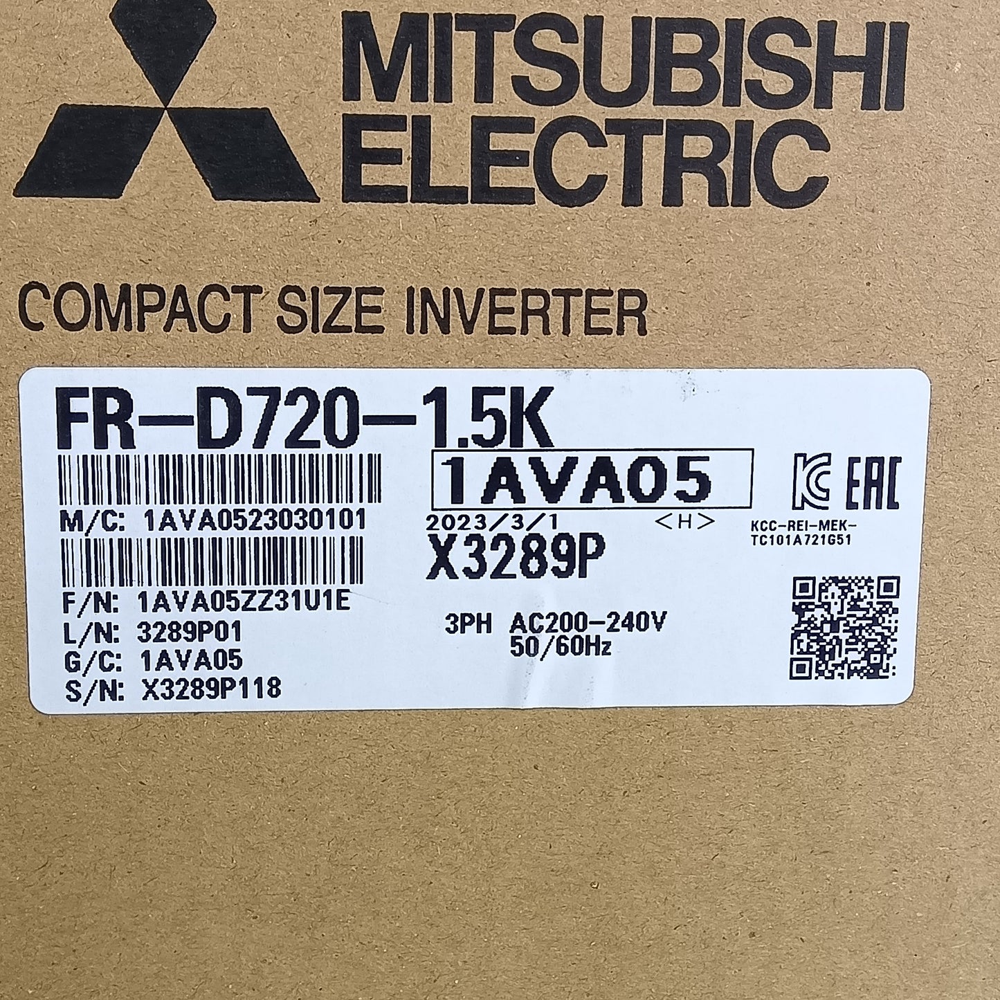 三菱電機 FR-D720-1.5K ｲﾝﾊﾞｰﾀ