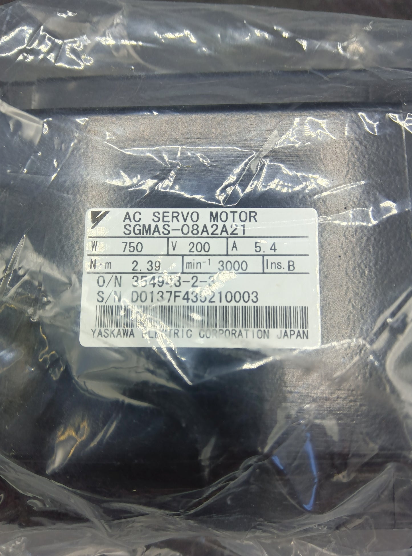 Yaskawa Electric  SGMAS-08A2A21 Servo Motor/Pack