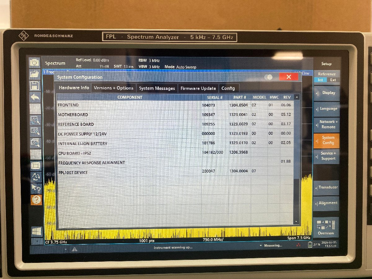 ローデ・シュワルツ FPL1007 一式 スペクトラムアナライザー 中古 オプション画面確認用 | 八雲機械工具