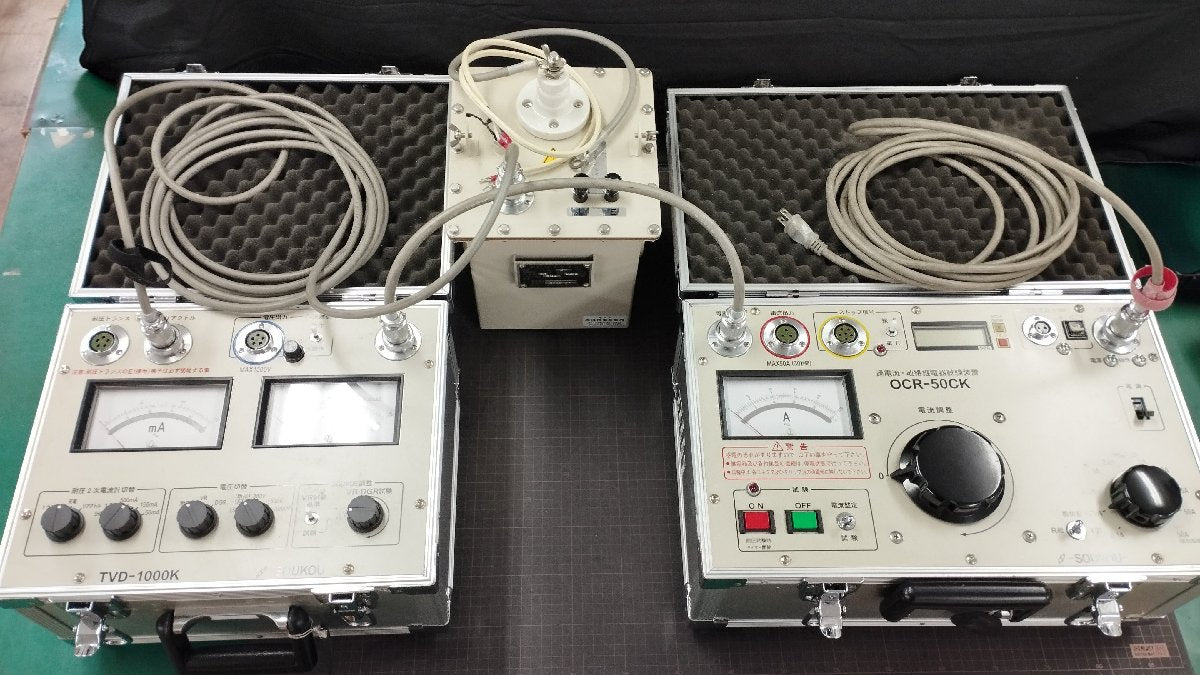 双興電機製作所 OCR-50CK, TVD-1000K, L-13K 中古 過電流・地絡継電器試験装置 電圧要素テスタ 高圧リアクトル | 八雲機械工具